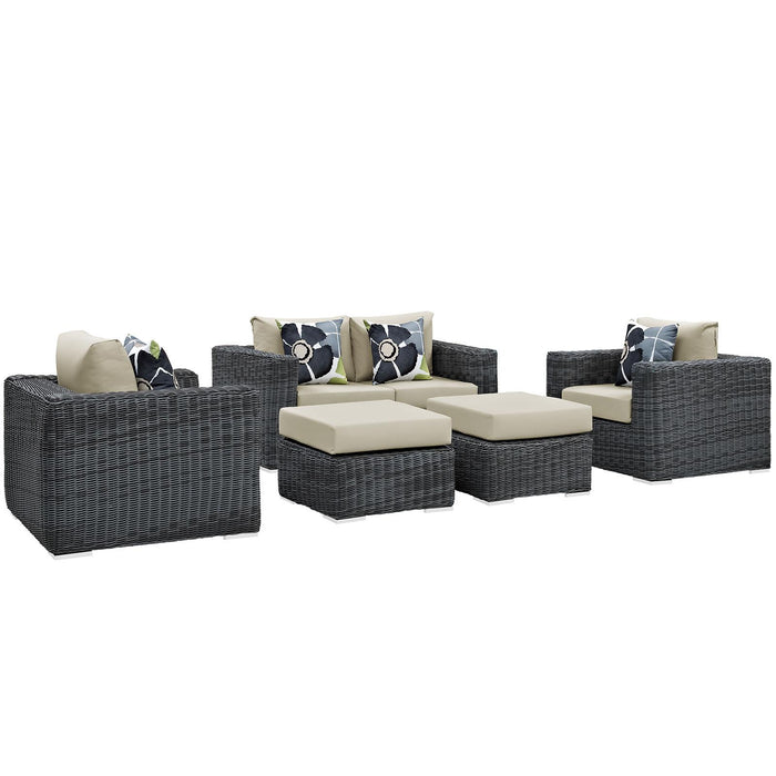 Summon 5 Piece Outdoor Patio Sunbrella� Sectional Set