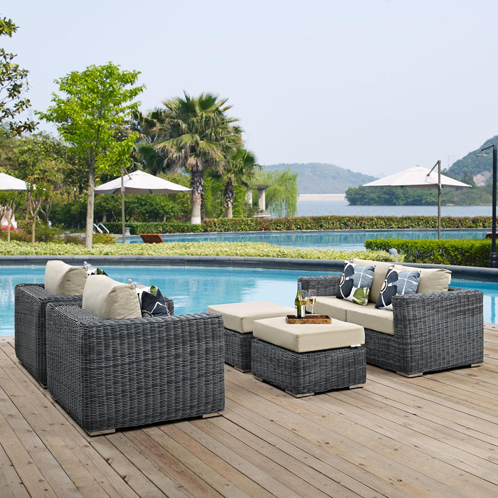 Summon 5 Piece Outdoor Patio Sunbrella� Sectional Set