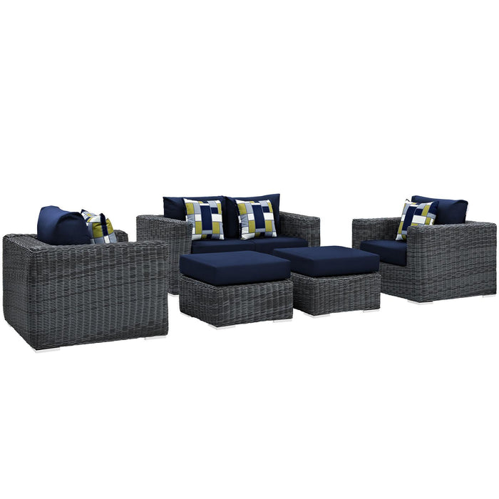 Summon 5 Piece Outdoor Patio Sunbrella� Sectional Set