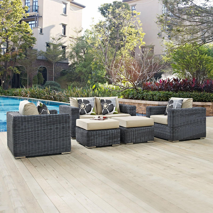 Summon 5 Piece Outdoor Patio Sunbrella� Sectional Set