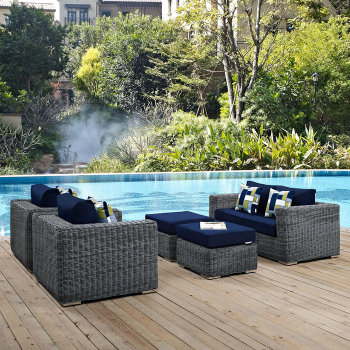 Summon 5 Piece Outdoor Patio Sunbrella� Sectional Set