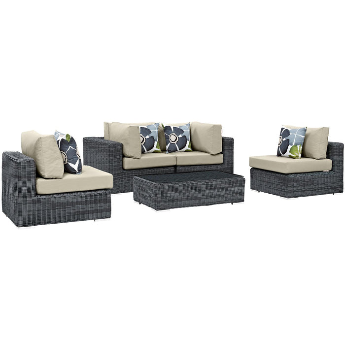 Summon 5 Piece Outdoor Patio Sunbrella� Sectional Set