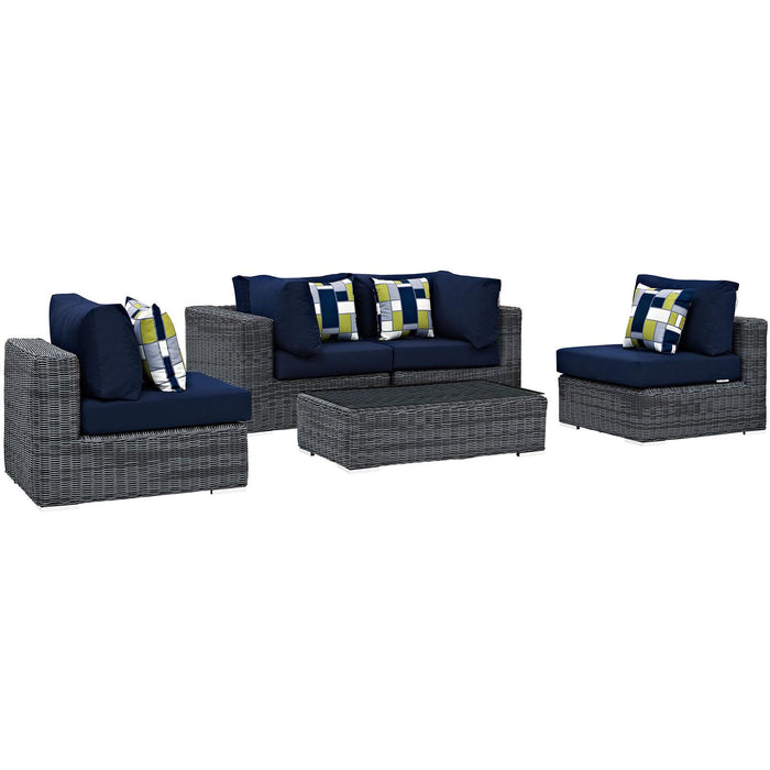 Summon 5 Piece Outdoor Patio Sunbrella� Sectional Set