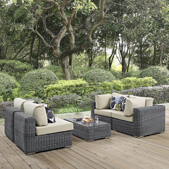 Summon 5 Piece Outdoor Patio Sunbrella� Sectional Set