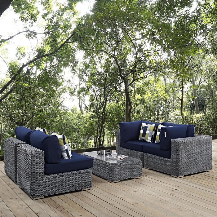 Summon 5 Piece Outdoor Patio Sunbrella� Sectional Set