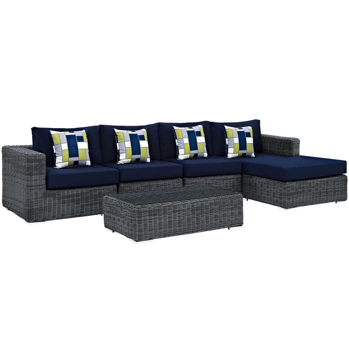 Summon 5 Piece Outdoor Patio Sunbrella� Sectional Set