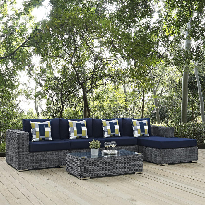 Summon 5 Piece Outdoor Patio Sunbrella� Sectional Set