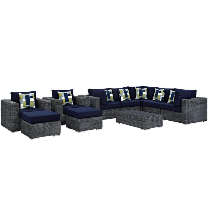 Summon 10 Piece Outdoor Patio Sunbrella� Sectional Set