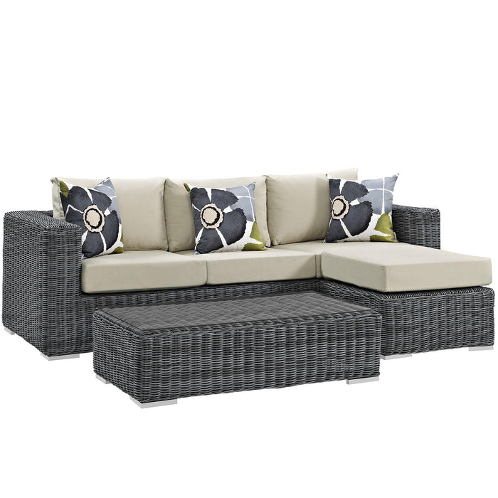 Summon 3 Piece Outdoor Patio Sunbrella� Sectional Set