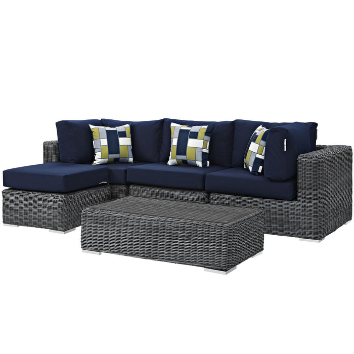 Summon 5 Piece Outdoor Patio Sunbrella� Sectional Set