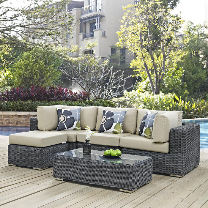 Summon 5 Piece Outdoor Patio Sunbrella� Sectional Set