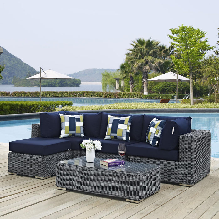 Summon 5 Piece Outdoor Patio Sunbrella� Sectional Set