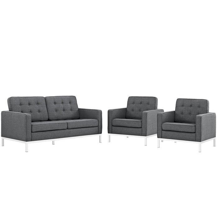 Loft Living Room Set Upholstered Fabric Set of 3