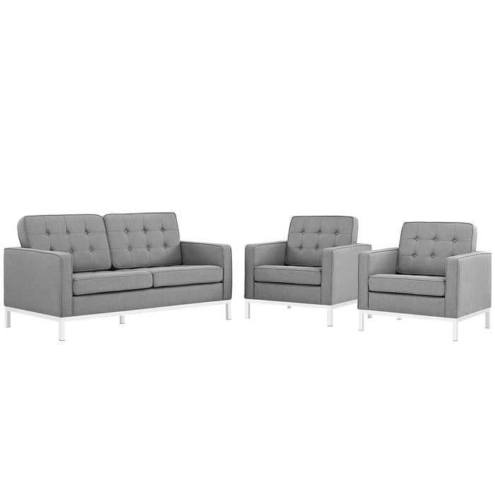 Loft Living Room Set Upholstered Fabric Set of 3