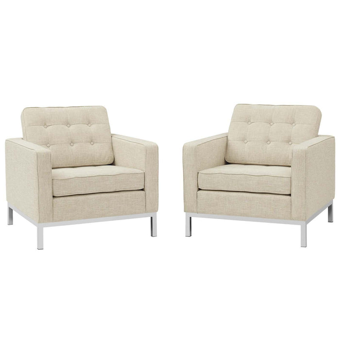 Loft Armchairs Upholstered Fabric Set of 2