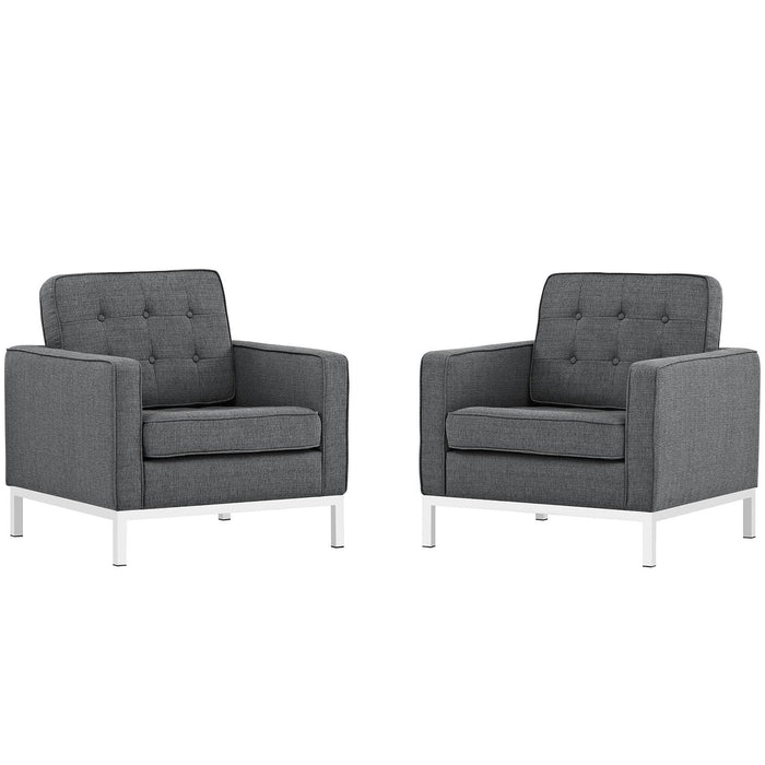 Loft Armchairs Upholstered Fabric Set of 2