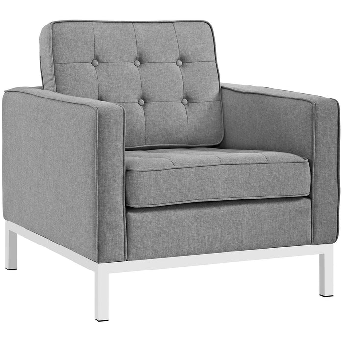 Loft 3 Piece Upholstered Fabric Sofa and Armchair Set