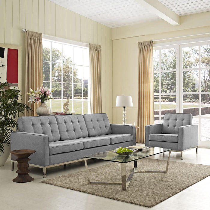 Loft 2 Piece Upholstered Fabric Sofa and Armchair Set