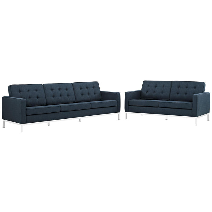 Loft 2 Piece Upholstered Fabric Sofa and Loveseat Set image