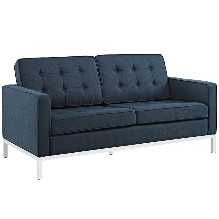 Loft 2 Piece Upholstered Fabric Sofa and Loveseat Set