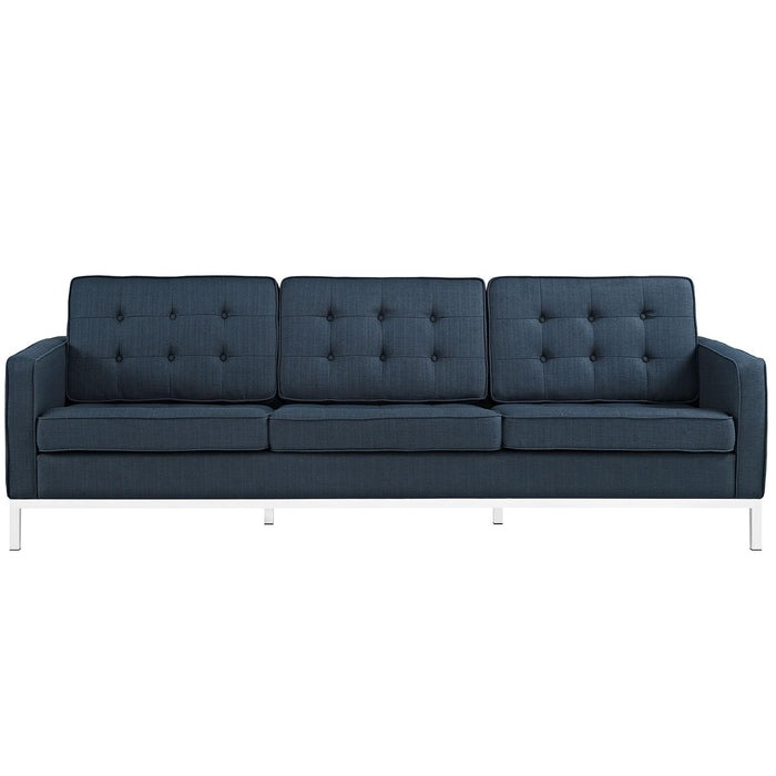 Loft 2 Piece Upholstered Fabric Sofa and Loveseat Set