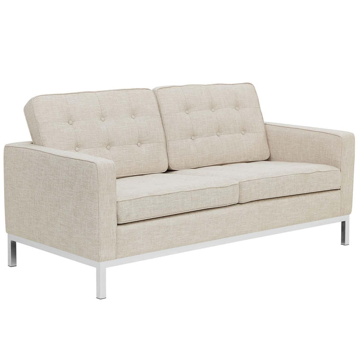 Loft 2 Piece Upholstered Fabric Sofa and Loveseat Set