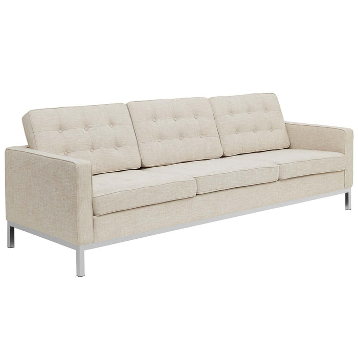 Loft 3 Piece Upholstered Fabric Sofa Loveseat and Armchair Set