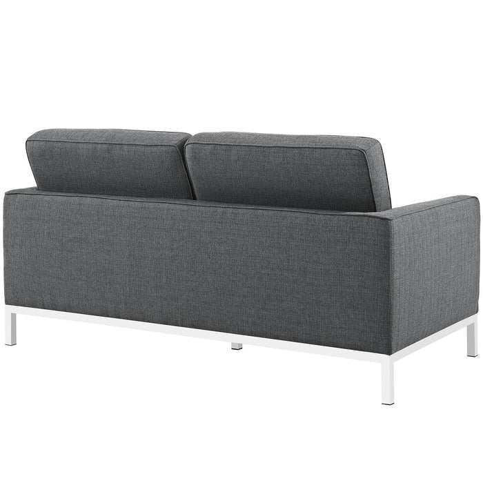 Loft 2 Piece Upholstered Fabric Sofa and Loveseat Set