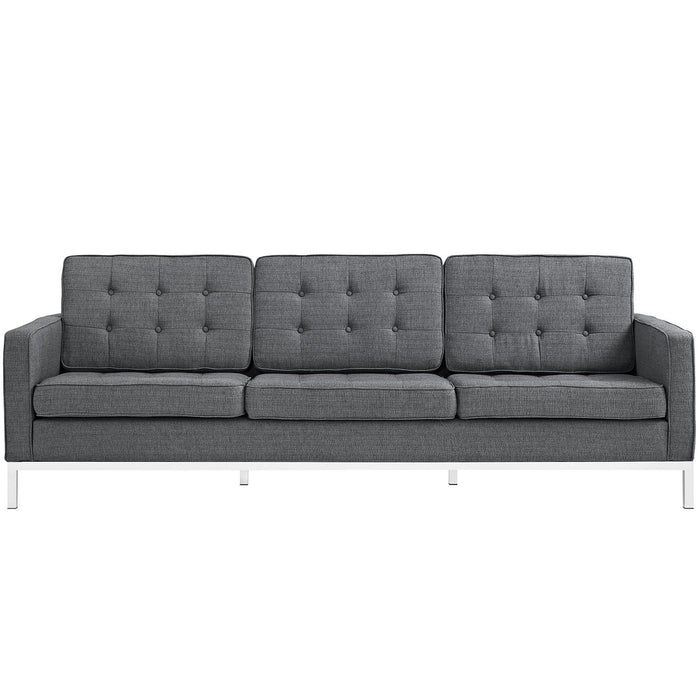 Loft 2 Piece Upholstered Fabric Sofa and Loveseat Set