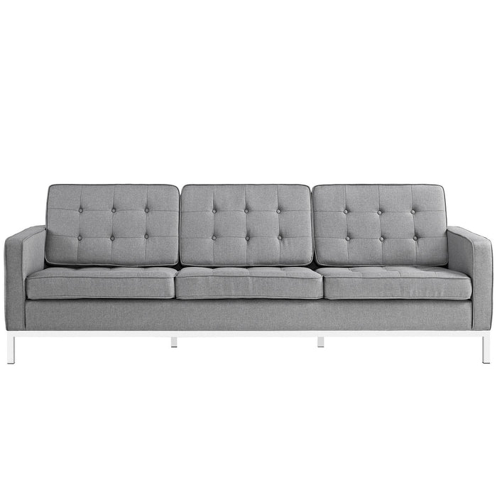 Loft 2 Piece Upholstered Fabric Sofa and Loveseat Set