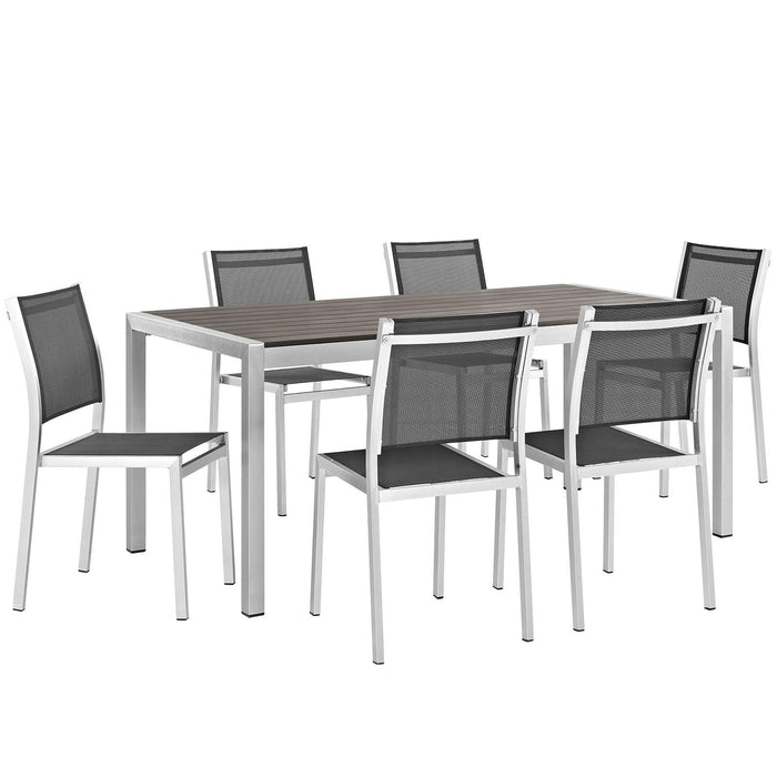 Shore 7 Piece Outdoor Patio Aluminum Dining Set