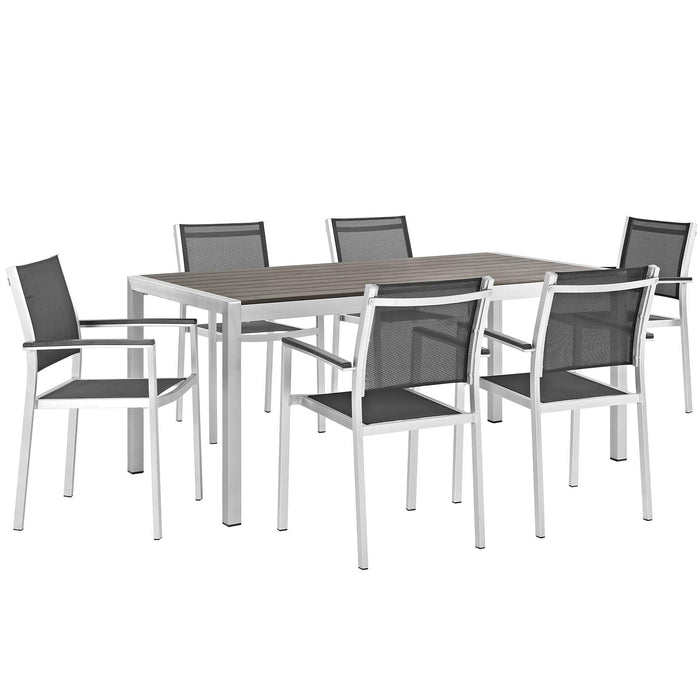 Shore 7 Piece Outdoor Patio Aluminum Dining Set