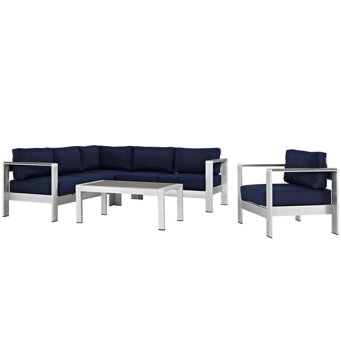 Shore 5 Piece Outdoor Patio Aluminum Sectional Sofa Set