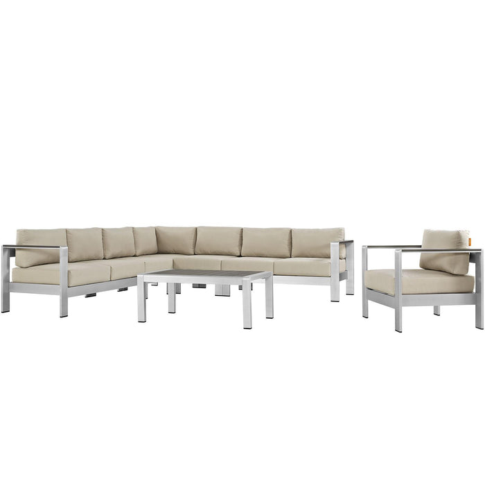 Shore 7 Piece Outdoor Patio Aluminum Sectional Sofa Set image