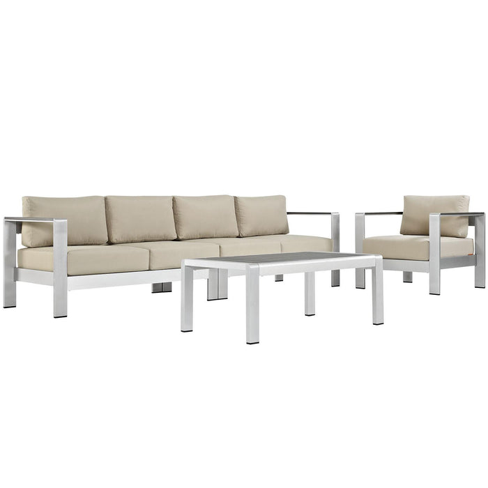 Shore 4 Piece Outdoor Patio Aluminum Sectional Sofa Set