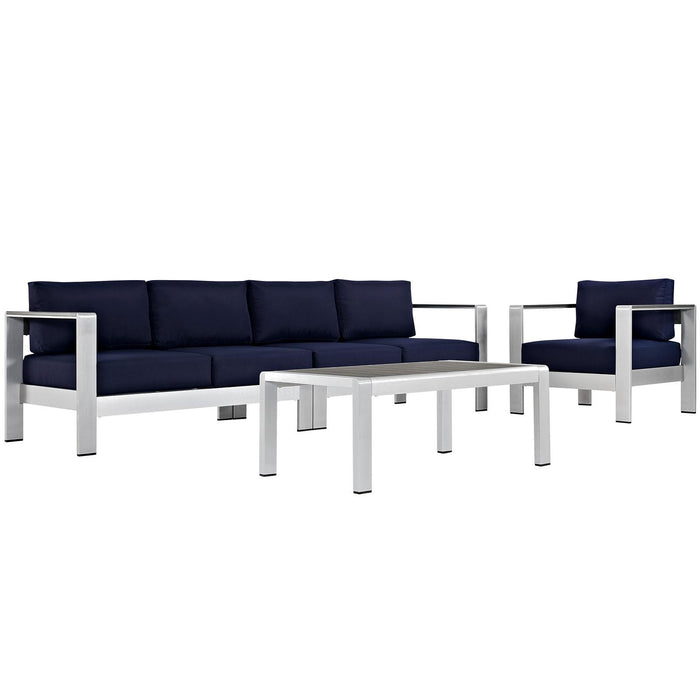 Shore 4 Piece Outdoor Patio Aluminum Sectional Sofa Set