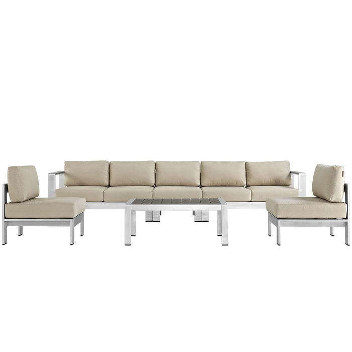 Shore 6 Piece Outdoor Patio Aluminum Sectional Sofa Set