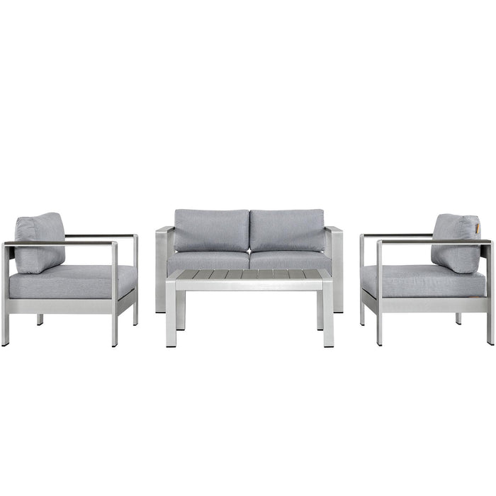 Shore 4 Piece Outdoor Patio Aluminum Sectional Sofa Set