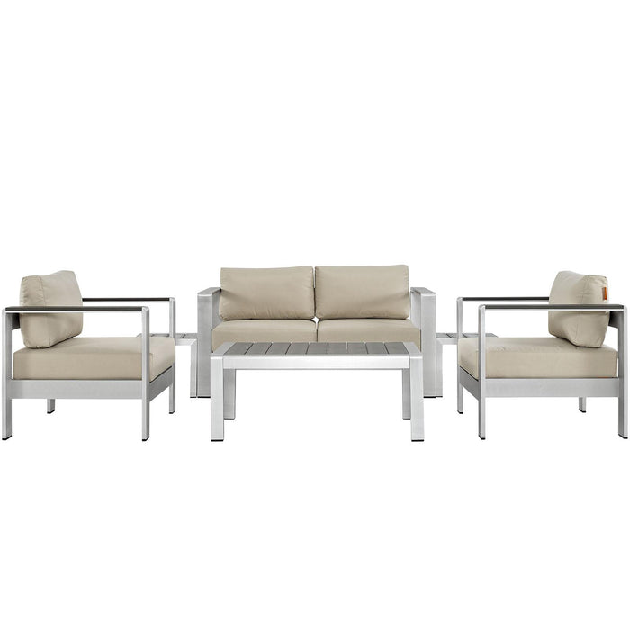 Shore 6 Piece Outdoor Patio Aluminum Sectional Sofa Set