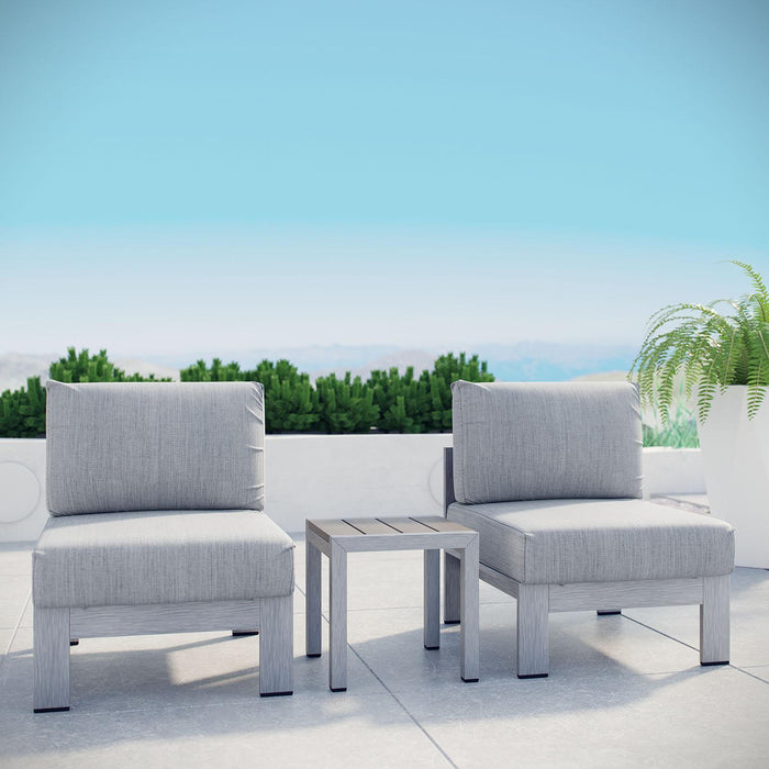 Shore 3 Piece Outdoor Patio Aluminum Sectional Sofa Set