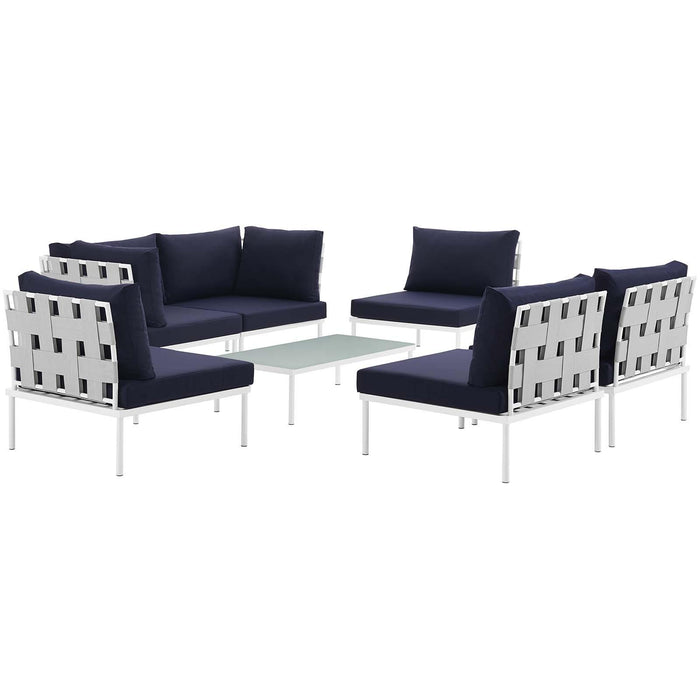 Harmony 7 Piece Outdoor Patio Aluminum Sectional Sofa Set