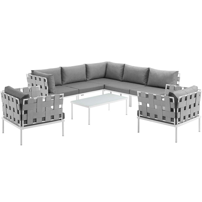 Harmony 8 Piece Outdoor Patio Aluminum Sectional Sofa Set