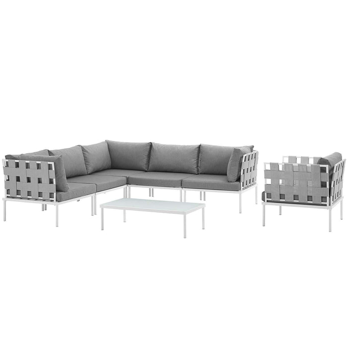 Harmony 7 Piece Outdoor Patio Aluminum Sectional Sofa Set