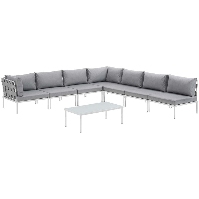 Harmony 8 Piece Outdoor Patio Aluminum Sectional Sofa Set