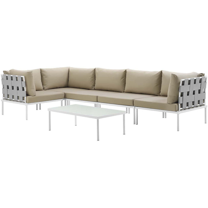 Harmony 6 Piece Outdoor Patio Aluminum Sectional Sofa Set