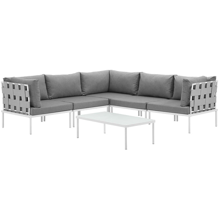 Harmony 6 Piece Outdoor Patio Aluminum Sectional Sofa Set