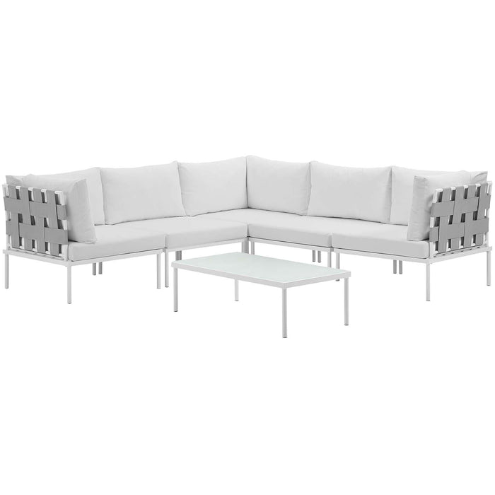 Harmony 6 Piece Outdoor Patio Aluminum Sectional Sofa Set