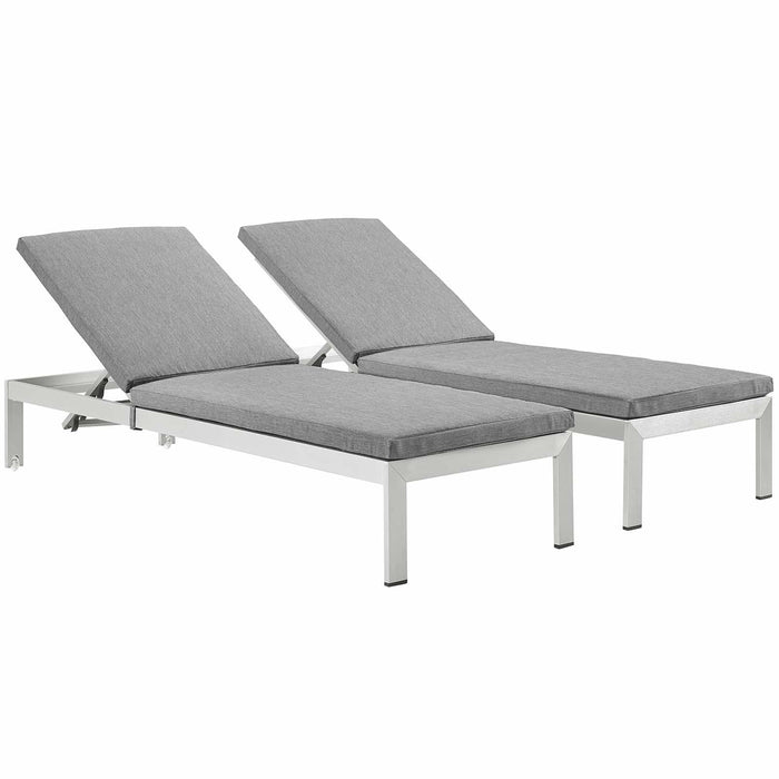 Shore Chaise with Cushions Outdoor Patio Aluminum Set of 2