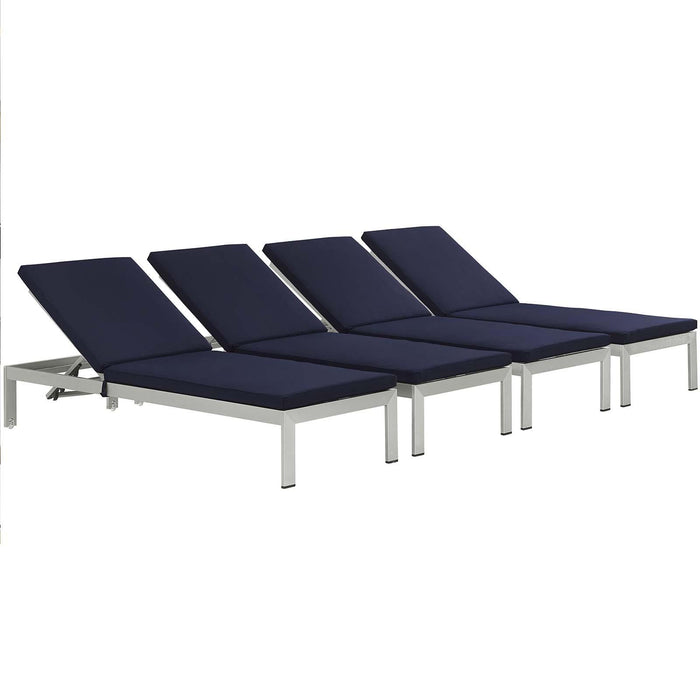 Shore Chaise with Cushions Outdoor Patio Aluminum Set of 4