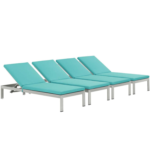 Shore Chaise with Cushions Outdoor Patio Aluminum Set of 4